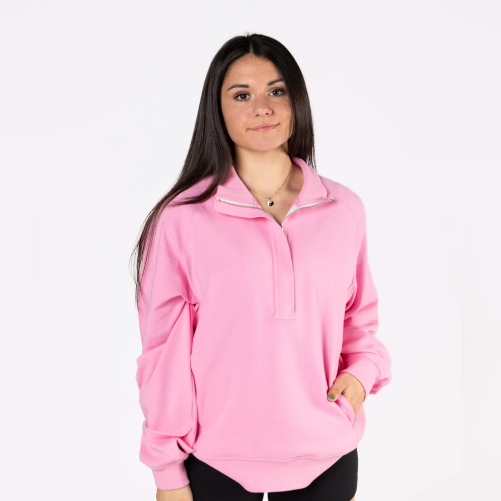 P'tula Cloud Quarter Zip Sweatshirt with Contrast Zipper, New, Came Without Tags